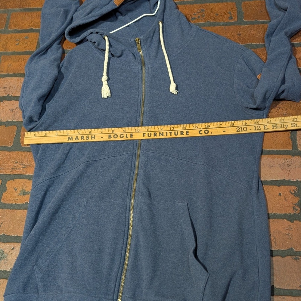 Ampersand Avenue Heather Gray Full-Zip Hoodie Leather Accents Women's L Cozy - Picture 3 of 14